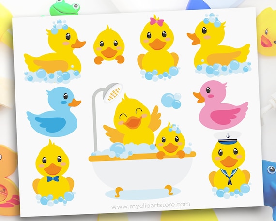 Bath Time Ducky Clipart Rubber Ducky Yellow Duck Clipart Bubble Bath Baby Shower Decal Etsy UK