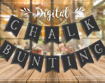 Chalk Bunting Alphabet, Chalkboard Banner, Pennant, Garland, Handwritten type - Digital Download | Sublimation Design | SVG, EPS, PNG