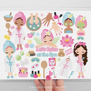 Spa Day Clipart, Cute Spa Girl, Self Care, Spa Birthday, Manicure, Pedicure, Mani Pedi Digital Download Sublimation SVG, EPS, PNG image 2