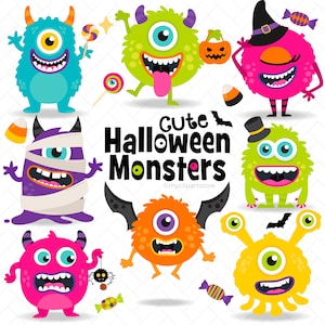 Halloween Monsters, Cute Monster svg, Halloween Clipart, Baby Monster, Monster Party - Digital Download | Sublimation Design | SVG, EPS, PNG
