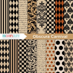 Papel digital - Gótico, Carnaval oscuro, Papel para álbumes de recortes, Patrón digital (Descarga instantánea) JPG, PDF