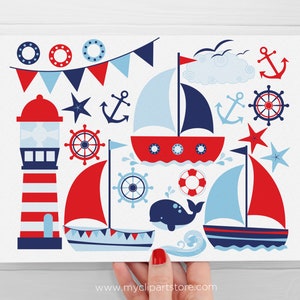 Nautical Clipart Boy, Summer clipart, Beach Clipart, Sail Boat svg Digital Download Sublimation Design SVG, EPS, PNG image 2