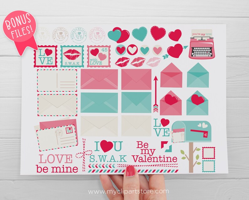 Valentine Mail Clipart, Valentine's Day, Old Typewriter, Mailbox svg, Love Letters Digital Download Sublimation Design SVG, EPS, PNG image 3