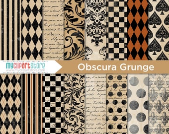 Digital Paper - Gothic, Obscura Carnival with Grunge Texture, Scrapbook Paper, Digital Pattern (Instant Download) JPG, PDF