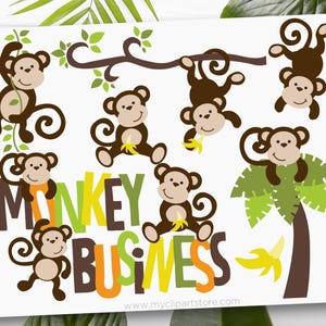 Playful Monkey Clipart: Jungle Animals SVG, PNG, EPS (Digital Download)