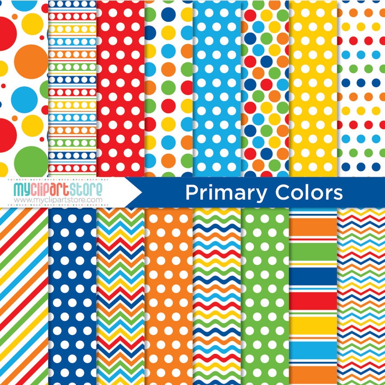 Digital Paper Primary Colors, Back to school, birthday, red blue yellow, Scrapbook Paper, Digital Pattern, Commercial Use, JPEG, PDF, png image 1