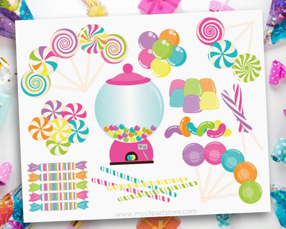 Candyland Clipart, Sweet Shop Clip Art, Candy SVG, candy cane SVG, Printable Birthday Party, Digital Download Il_570xn