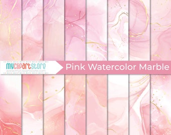 Papier numérique marbré or rose : arrière-plans à texture glamour (JPEG)