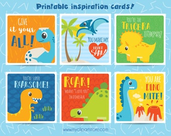 Dinosaur Positivity Note Cards for Kids, Affirmation, Inspirational Lunchbox Notes, Digital Download