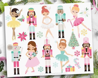 Nutcracker Ballet Clipart: Pink Christmas Ballerinas (Digital Download)