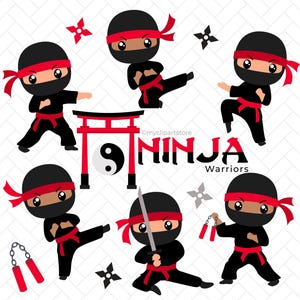 Ninja Clipart: Martial Arts, Taekwondo png, Karate Boys, Warriors, Secret Assassin, Samurai Sword, 030, Chibi Ninja SVG (Digital Download)