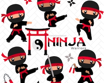 Ninja Clipart: Martial Arts, Taekwondo png, Karate Boys, Krieger, Secret Assassin, Samurai Sword, 030, Chibi Ninja SVG (Digital Download)