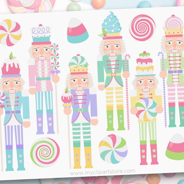 Candyland Nutcracker Clipart, Nutcracker svg, Christmas Candy, Pink Nutcracker, Peppermint - Digital Download | Sublimation | SVG, EPS, PNG