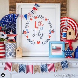 4th of July Flowers Clipart, Independence Day Clipart, 4th of July svg, boho flowers Digital Download Sublimation Design SVG, EPS, PNG image 5