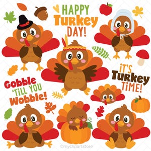 Thanksgiving Clipart, Turkey Clipart, Turkey svg, Autumn Clipart, Turkey Day - Digital Download | Sublimation Design | SVG, EPS, PNG