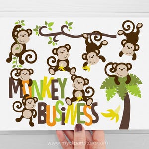 Playful Monkey Clipart: Jungle Animals SVG, PNG, EPS (Digital Download) image 2