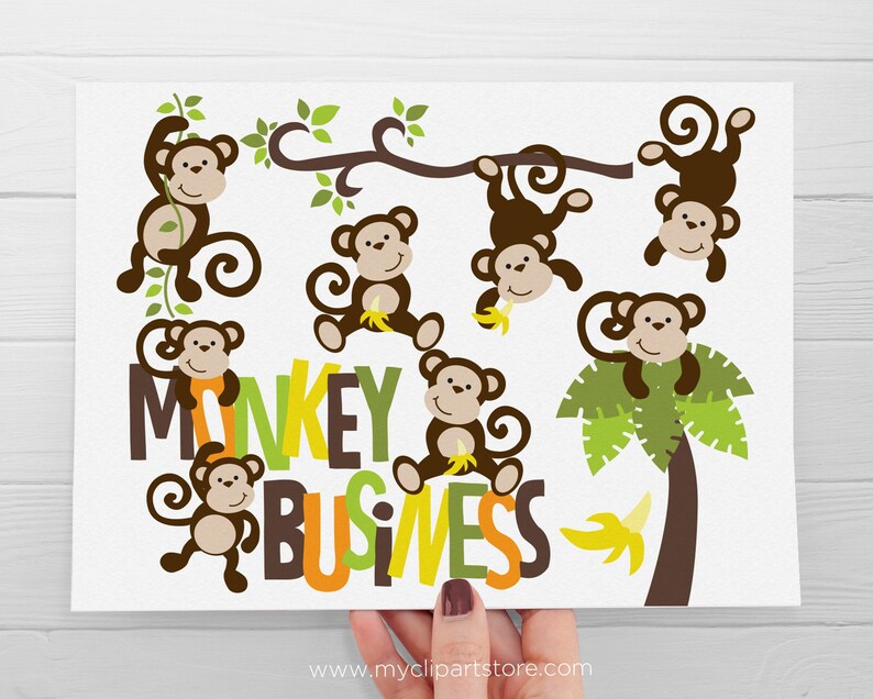 Playful Monkey Clipart: Jungle Animals SVG, PNG, EPS (Digital Download) image 2
