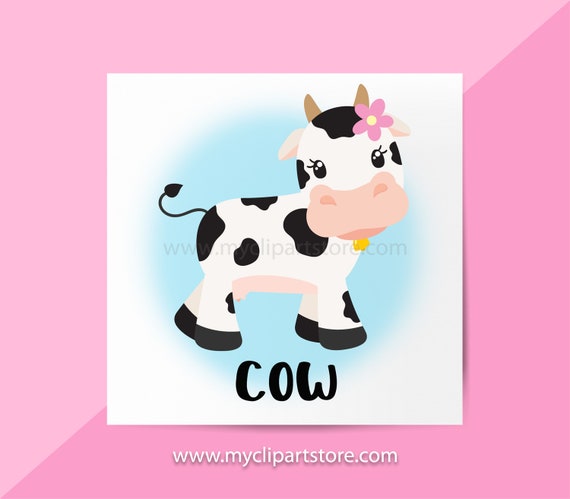 Download Little Cow Single Clipart Cute Cow Kawaii Farm Animal Bovine Baby Farm Animals Commercial Use Htv Print To Cut Svg Vector Png By Myclipartstore Catch My Party