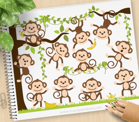 Download Monkey Clipart Jungle Animals Zoo Animals Curious George Baby Monkey Bananas Clip Art Commercial Use Sublimation Htv Svg By Myclipartstore Catch My Party PSD Mockup Templates