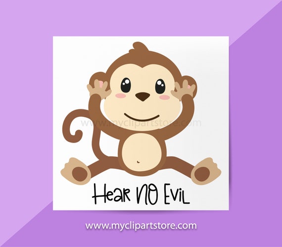 Monkey Hear No Evil Clipart Single Monkeys Hear No Evil Etsy