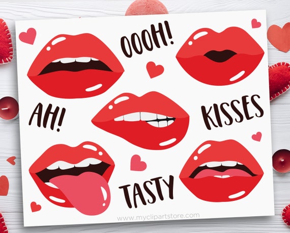 Download Valentine Clipart Red Lips Svg Sealed With A Kiss Funny Valentine S Day Clip Art Digital Download By Myclipartstore Catch My Party