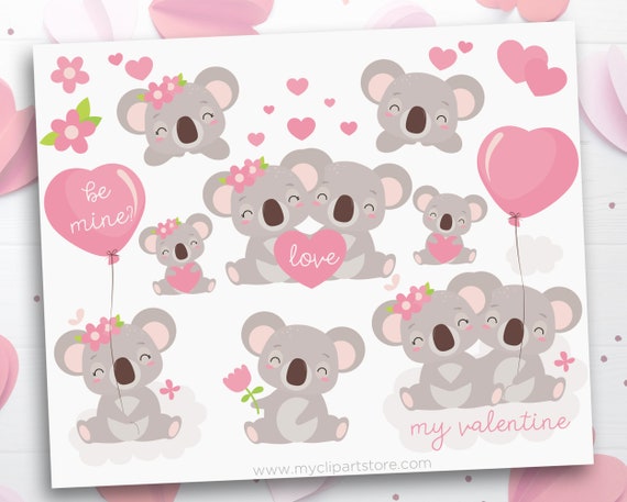 Download Valentine Koalas Clip Art Valentine S Day Clipart Koala Bears Svg Valentine Animals Koala Printable Wall Art Digital Download By Myclipartstore Catch My Party
