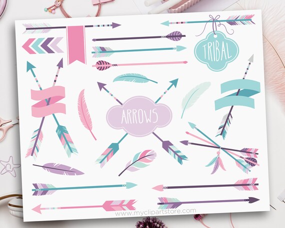 Tribal Girl Clipart, Arrows, Pink, Purple, Teepee, American Indian, bohemian, dreamcatcher, Clip Art, Commercial Use, Sublimation, HTV, SVG Il_570xn