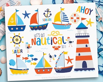 Imágenes prediseñadas náuticas adorables: Ilustraciones de pequeños marineros para baby shower, navegación, veleros SVG, cruceros, vacaciones - (Descarga digital)