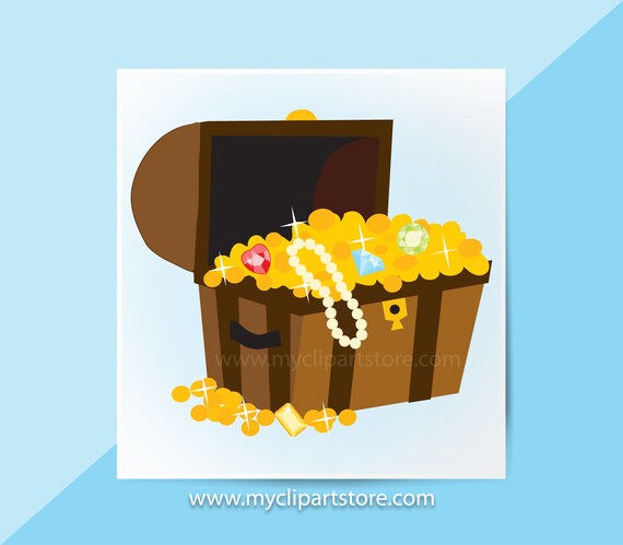 Treasure Chest Clipart Single, Pirates, Jewels, Gold, Pearls, Loot, Invitation, Summer Clipart, Commercial Use, HTV print-to-cut SVG , png Il_570xn