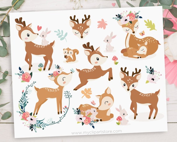 Download Reindeer Clipart Cute Deer Svg Woodland Animals Clip Art Mother S Day Printable Art Digital Download By Myclipartstore Catch My Party