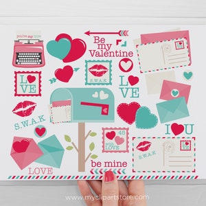 Valentine Mail Clipart, Valentine's Day, Old Typewriter, Mailbox svg, Love Letters Digital Download Sublimation Design SVG, EPS, PNG image 2