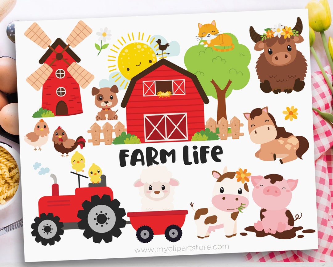 Farm Animal Clipart: Barnyard Friends for Baby Shower (SVG, PNG) - Etsy