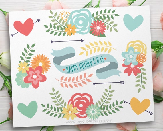 Download Mother S Day Flowers Clipart Spring Flowers Floral Clusters Ribbon Farmhouse Flowers Clip Art Commercial Use Sublimation Htv Svg By Myclipartstore Catch My Party PSD Mockup Templates