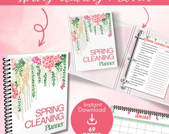 Printable Spring Cleaning Planner Bundle, Bullet Journal, Watercolor Flowers, Binder, Gift For Her - Digital Download (PERSONAL USE ONLY)