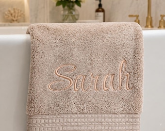 Personalized Cotton Bath Hand Towel Set, Embroidered Initials, Canada Home Gift