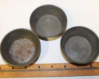 Vintage 3-Zoll-Törtchen-Pfannen-Set von 3 Mini-Pie-Dosen Backformen rustikales Décor