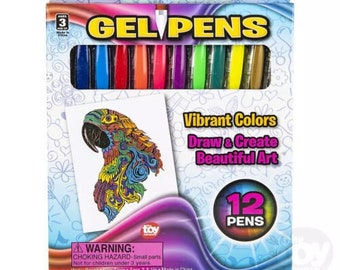 Gel Pens Set Fine Tip Assorted Vibrant Classic Colors Set of 12 Non-Washable
