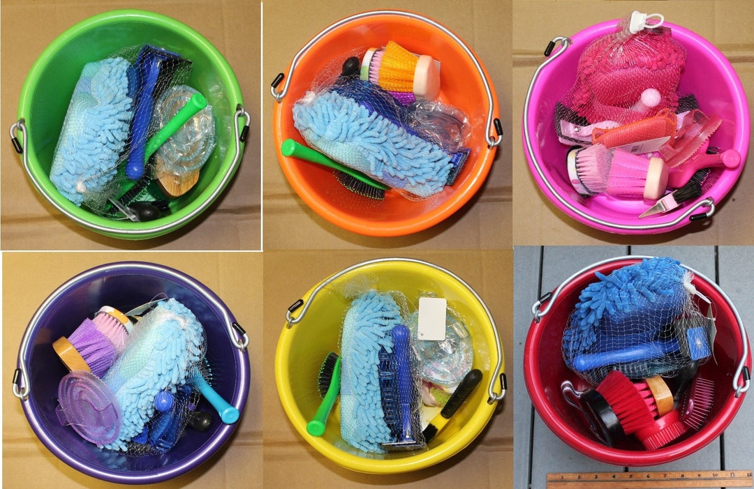 Gift Custom Bucket Horse Grooming Bathing Tools Wash Set Pony Brush
