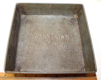 Vintage 8 inch Square Swan's Down Cake Flour Logo Baking Dish Pan Plate - S
