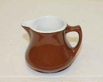 Vintage Small Hall Brown Pottery Creamer Ceramic Glaze Antique