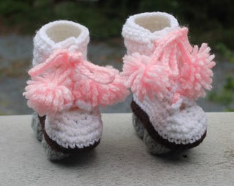 Handmade Baby Booties - Roller Skates - Choice of Colors - Crochet by Cathy