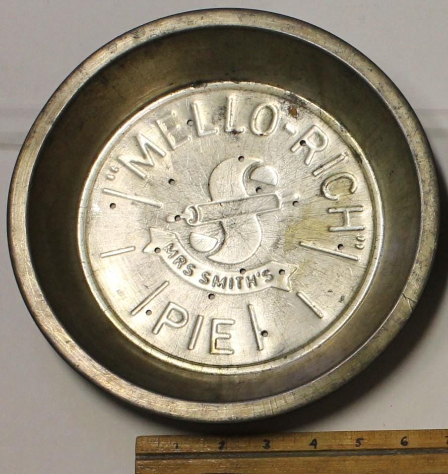 Vintage Pie Tin Mrs. Smith's Mello-Rich Logo Pan Baking Dish Plate