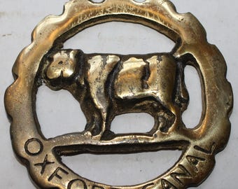 Vintage Horse Brass Oxford Canal - Barrel Made in England Equine Harness Martingale Decoration Medallion