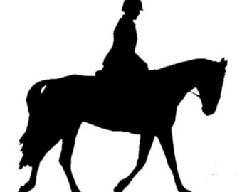 English Hunt Seat Horse and Rider Equine Decal Black Silhouette Sticker on a Clear Background - Not Waterproof