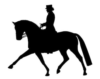 Digital Download - Dressage Horse and Rider Equine Profile Silhouette