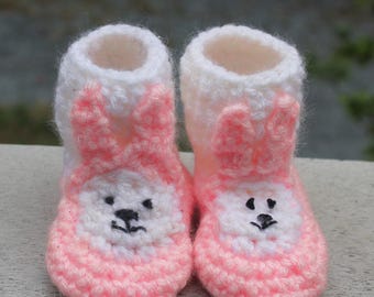 Handmade Baby Booties - Bunny Slippers - Choice of Colors - Crochet by Cathy