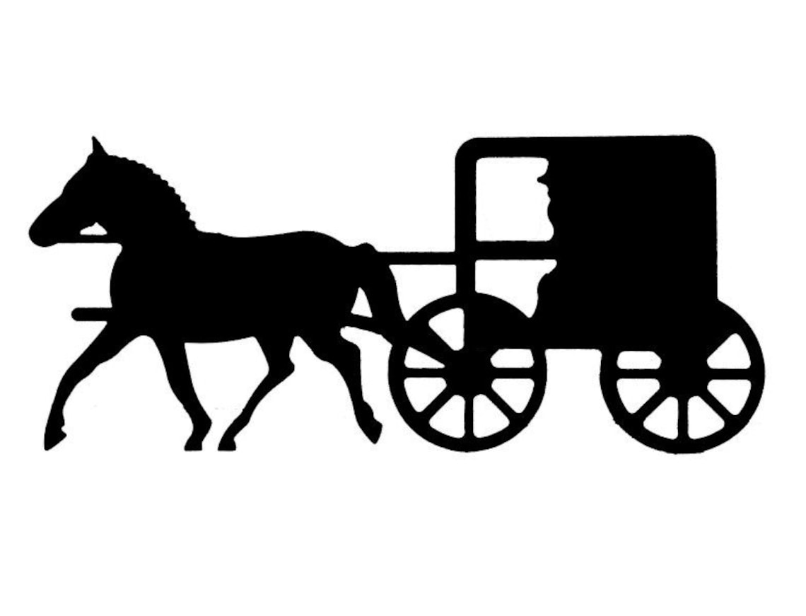 Amish Horse and Buggy Equine Window Decal on a Clear Etsy