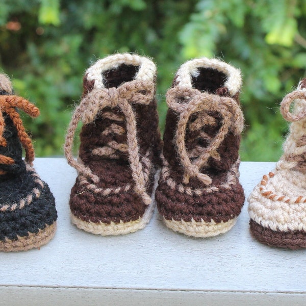 Handmade Baby Booties - Work or Hiking Boots - Choice of Colors - Crochet by Cathy