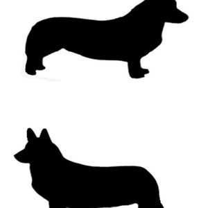 Pembroke or Cardigan Welsh Corgi Dog Silhouette Profile Decal Black on a Clear Background - Not Waterproof