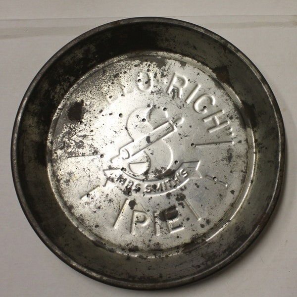 Vintage Mrs. Smith's Mello-Rich Logo Tin Pie Pan Baking Dish Plate